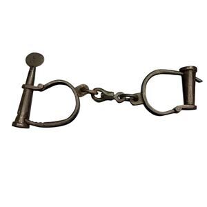 Antique Screw-Lock Prison Handcuffs w/ Key 19th Early 20th C